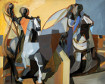 Team Ropers, 1957; Oil on board
